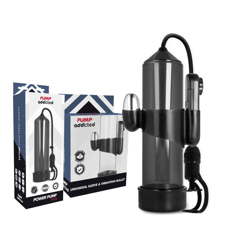 PUMP ADDICTED - BOMBA ERECÇÃO RX5 PRETA COM VIBRADOR