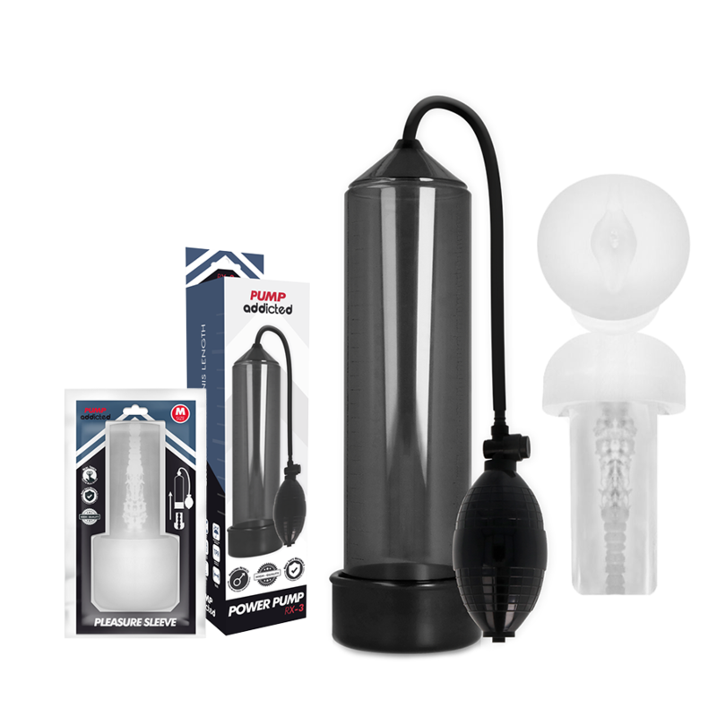 PUMP ADDICTED - RX3 BLACK ERECTION PUMP WITH MASTURBATOR