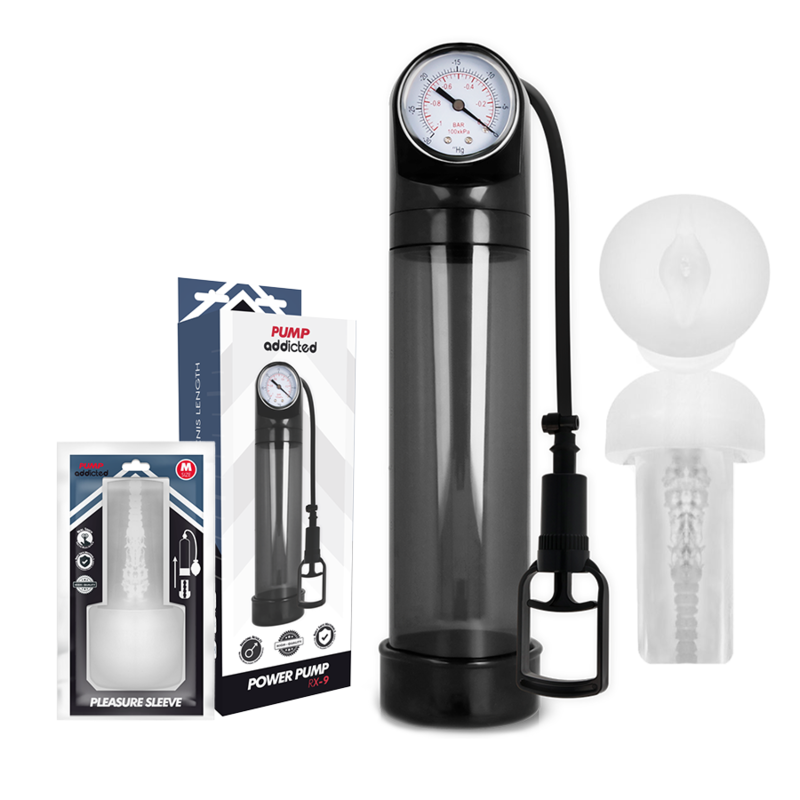 PUMP ADDICTED - BOMBA DE EREÇÃO RX9 PRETO COM MASTURBADOR