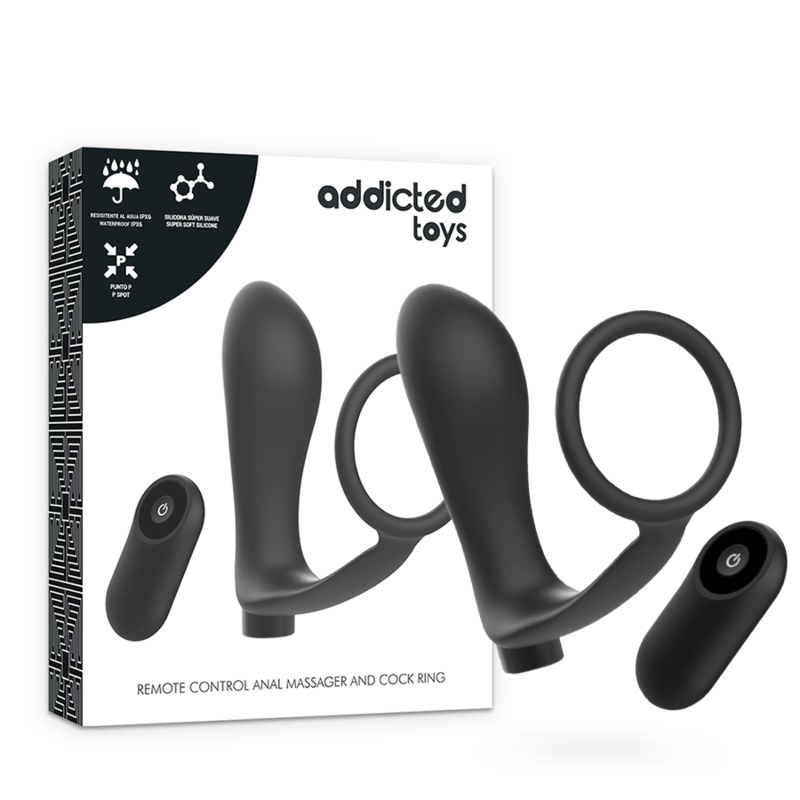 Joguines addictes: anell de penis amb un connector remot anal recarregable