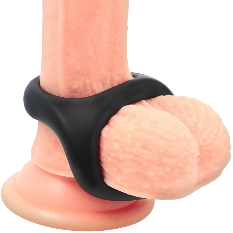 POWERING - SUPER FLEXIBLE Y RESISTENTE ANILLO PENE Y TESTÍCULOS PR13 NEGRO