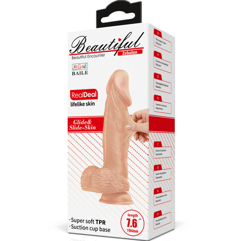 BAILE - BEAUTIFUL ENCOUNTER ZEBULON DILDO REALÍSTICO FLEXIBLE 19.4 CM NATURAL