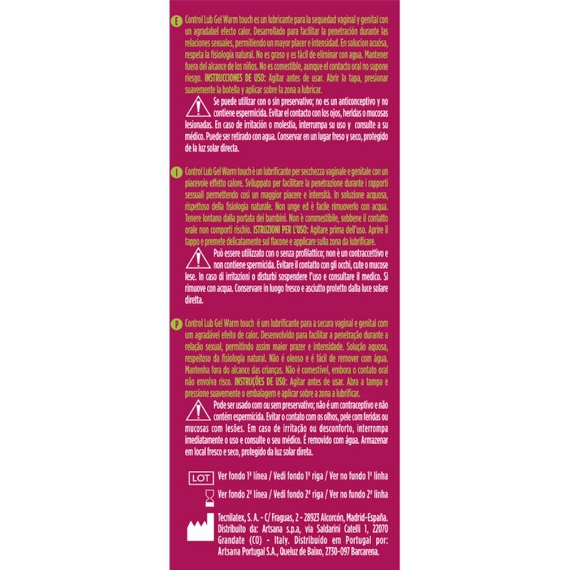 CONTROL - LUB GEL LUBRIFICANTE EFEITO AQUECEDOR 75 ML