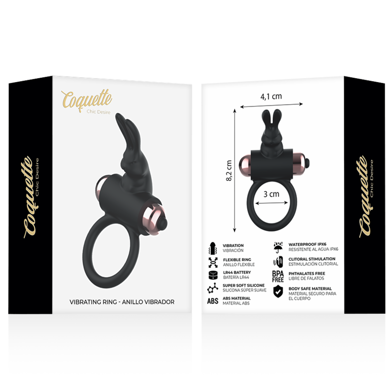 Coquette Chic Desire - Anell de polla Vibrador negre / or
