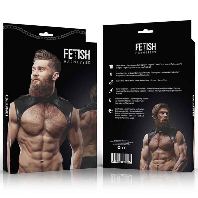 ATITUDE SUBMISSA FETICHE - ARNÊS BRIGADE AJUSTÁVEL PELE SINTÉTICA GOLA HOMEM
