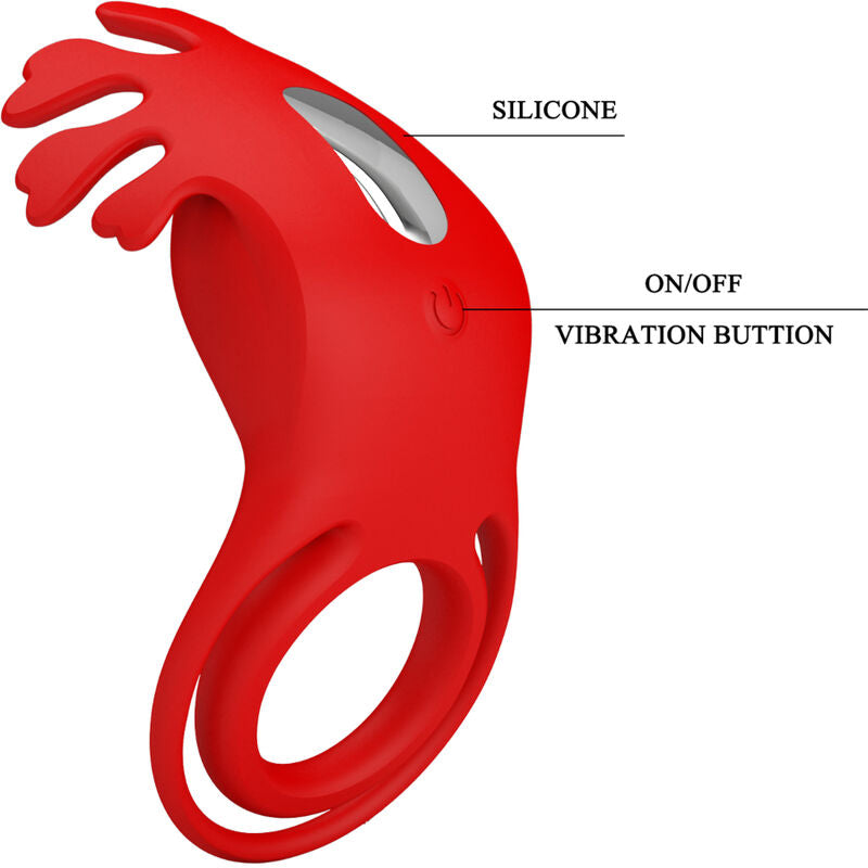 Pretty Love - Ruben Vibrador Ring 7 Vibrations Silicona Vermella