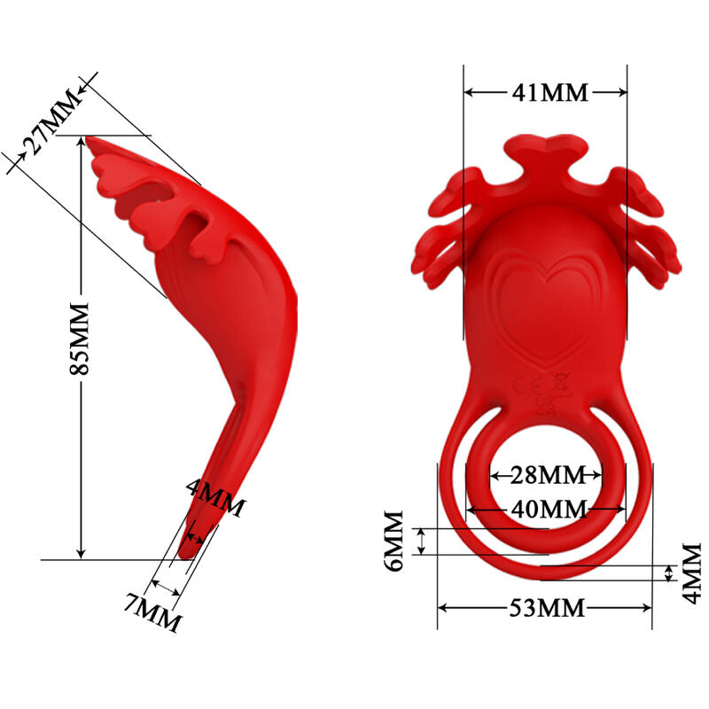 Pretty Love - Ruben Vibrador Ring 7 Vibrations Silicona Vermella
