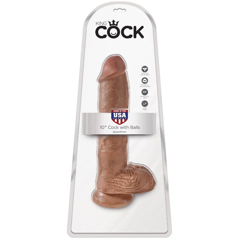KING COCK - REALISTIC PENIS WITH TESTICLES 7.8 INCHES CARAMEL