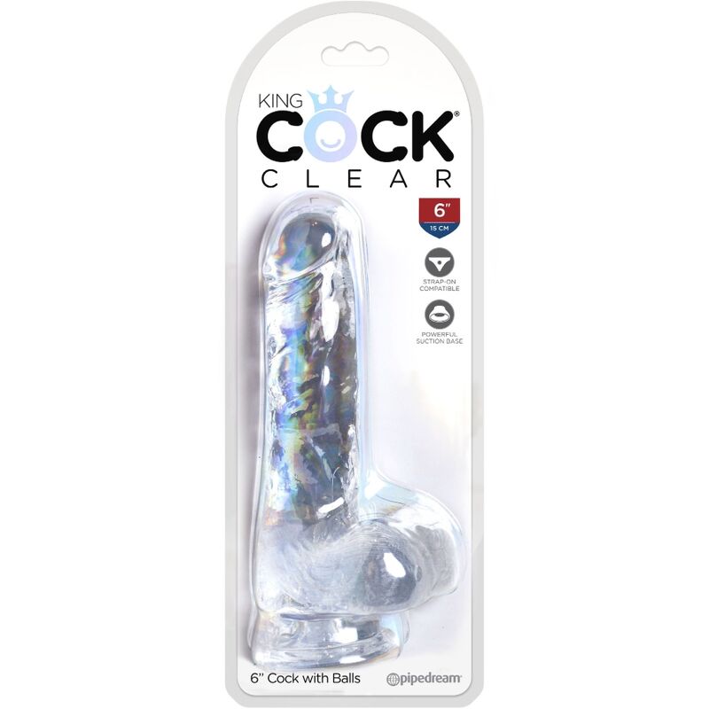 KING COCK - REALISTIC CLEAR PENIS WITH TESTICLES 13.5 CM TRANSPARENT