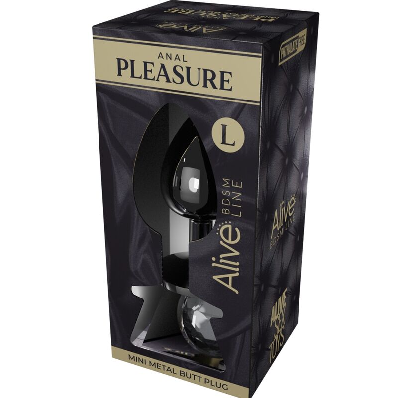 ALIVE - MINI PLUG ANAL DE PRAZER EM METAL PRETO TAMANHO L