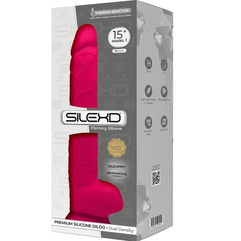 SILEXD - MODELO 1 PÉNIS REALISTA SILICONE PREMIUM SILEXPAN FÚCSIA 38 CM