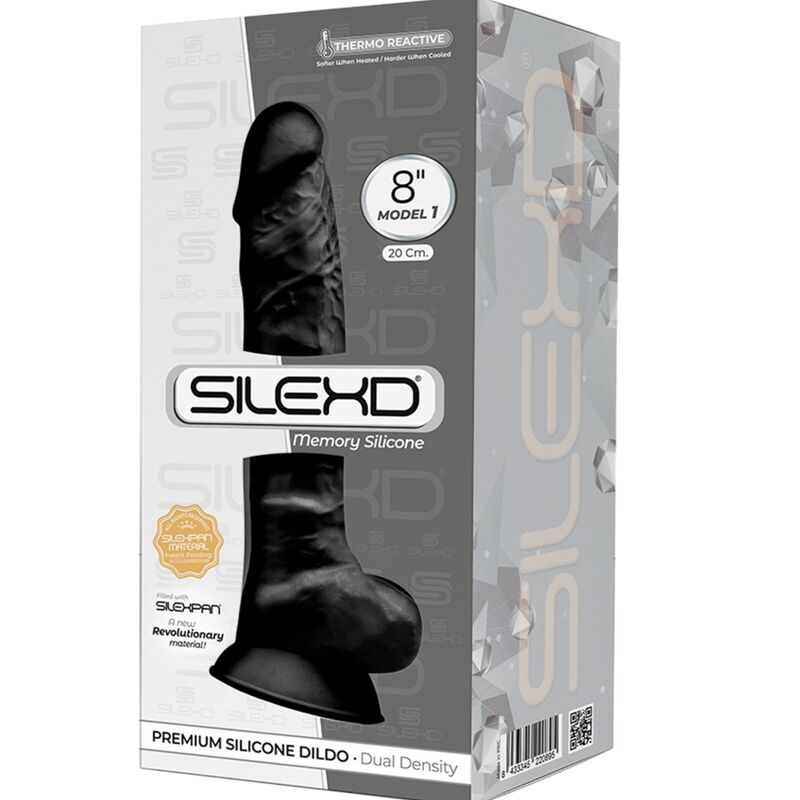 SILEXD - MODELO 1 PÉNIS REALISTA SILICONE PREMIUM SILEXPAN PRETO 20 CM