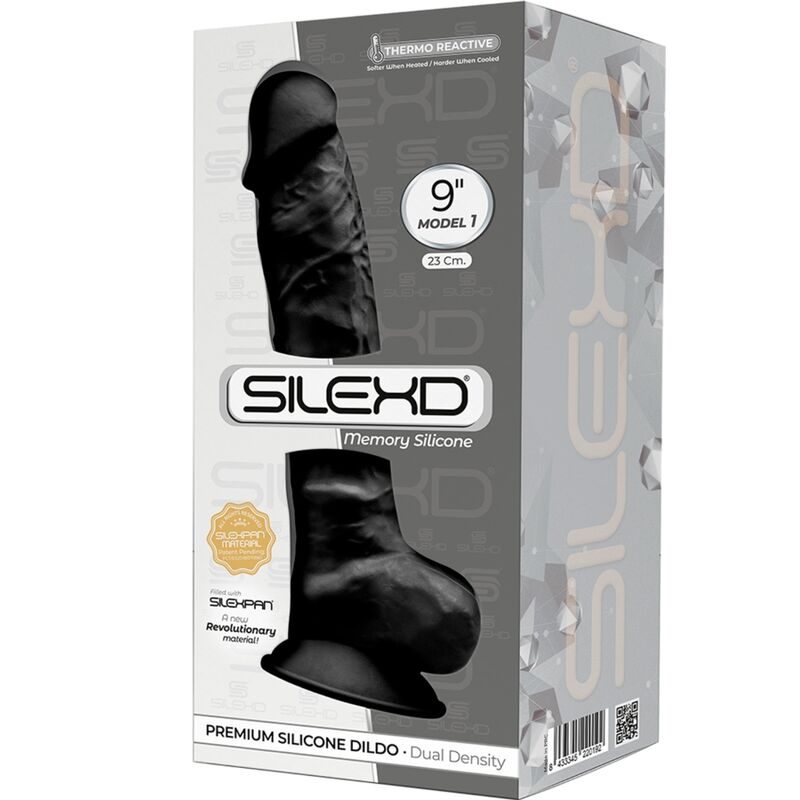SILEXD - REALISTIC PENIS MODEL 1 PREMIUM SILEXPAN SILICONE BLACK 23 CM