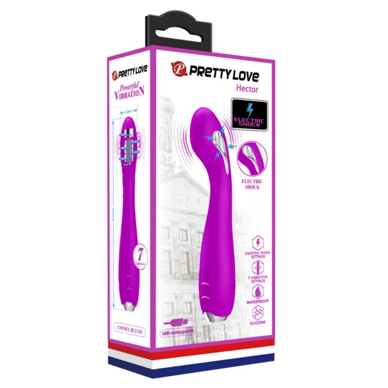 PRETTY LOVE - HECTOR RECHARGEABLE & WATERPROOF ELECTROSHOCK VIBRATOR PURPLE