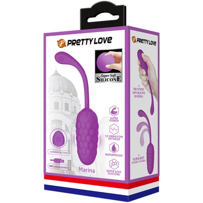 PRETTY LOVE - RECHARGEABLE MARINE TEXTURED VIBRATING EGG PURPLE