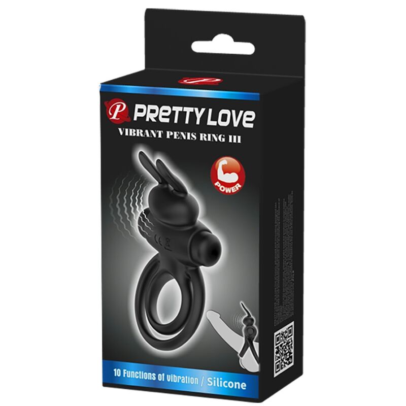 Pretty Love - Ring Vibrator III Rabbit para pênis preto