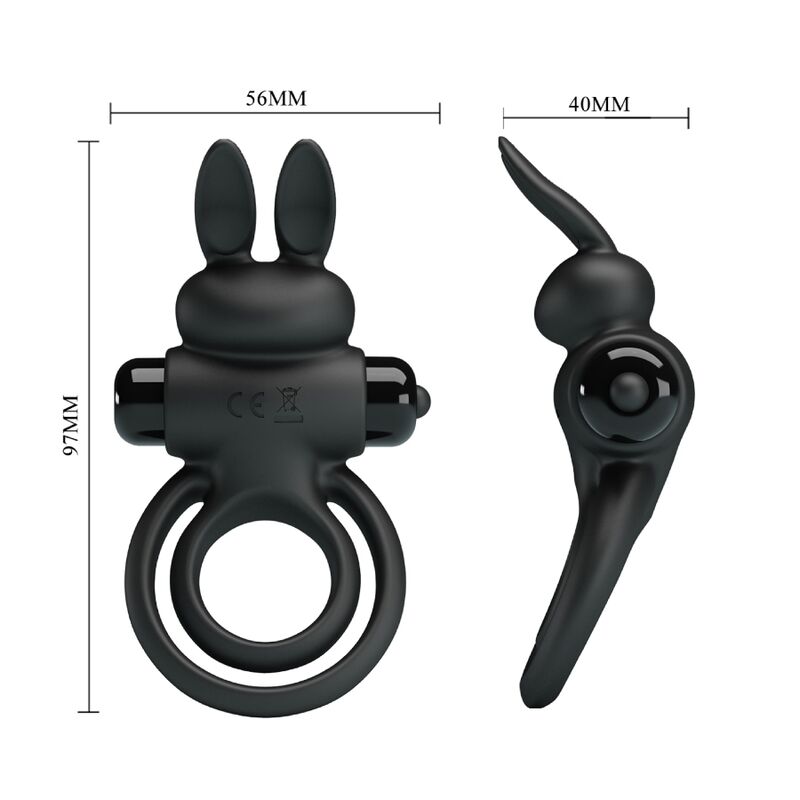 Pretty Love - Ring Vibrator III Rabbit para pênis preto