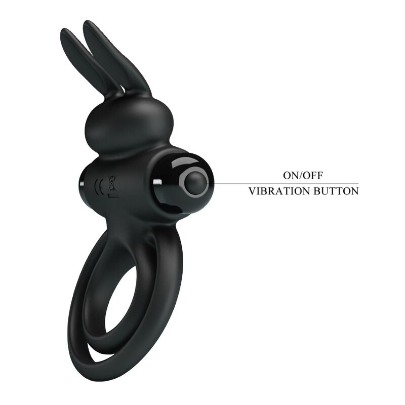 Pretty Love - Ring Vibrator III Rabbit para pênis preto