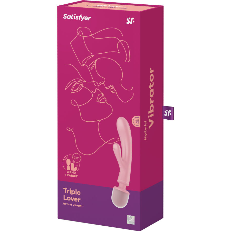 SATISFYER - TRIPLE LOVER RABBIT PINK VIBRATING MASSAGER