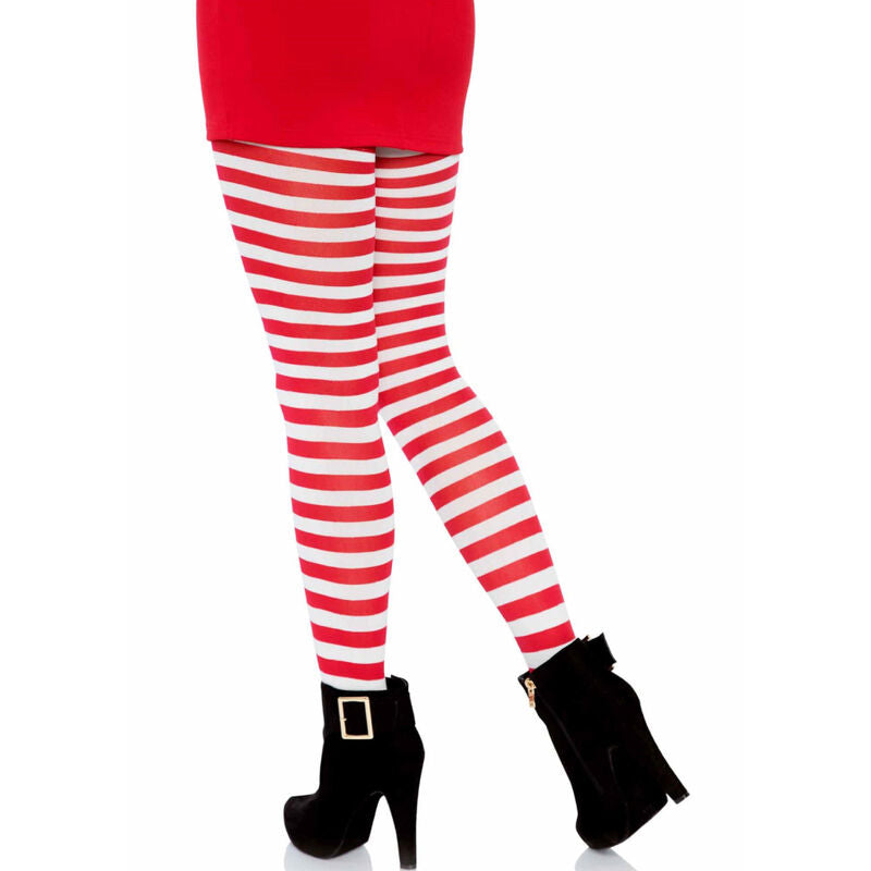 LEG AVENUE - WHITE/RED STRIPED STOCKINGS