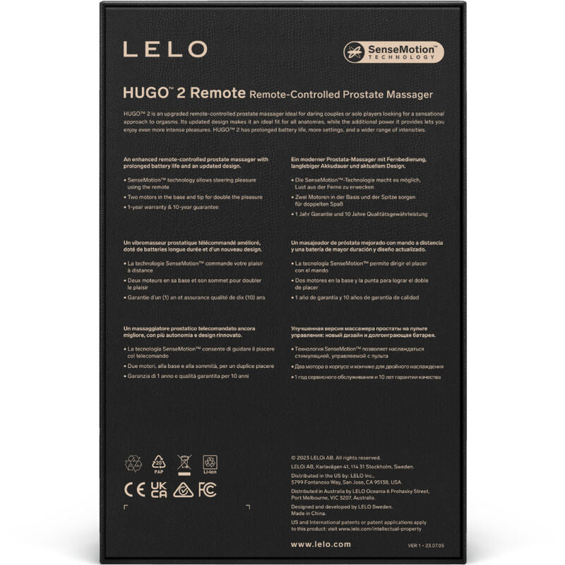 LELO - HUGO 2 MASAJEADOR DE PROSTATA CONTROL REMOTO