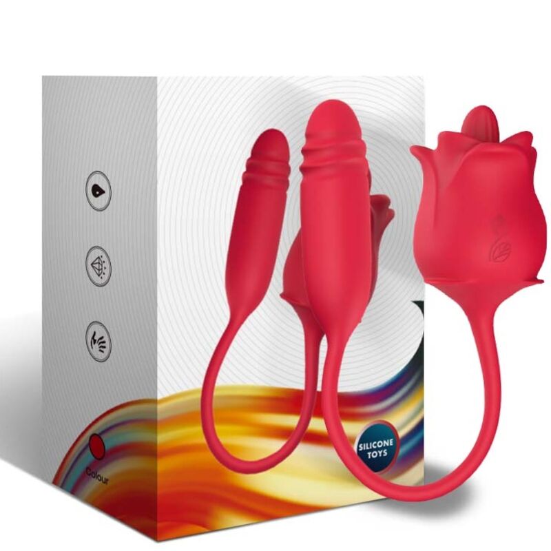 ARMONY - ROSA 3 EM 1, ESTIMULADOR, VIBRADOR E UP&DOWN COM COLA VERMELHO
