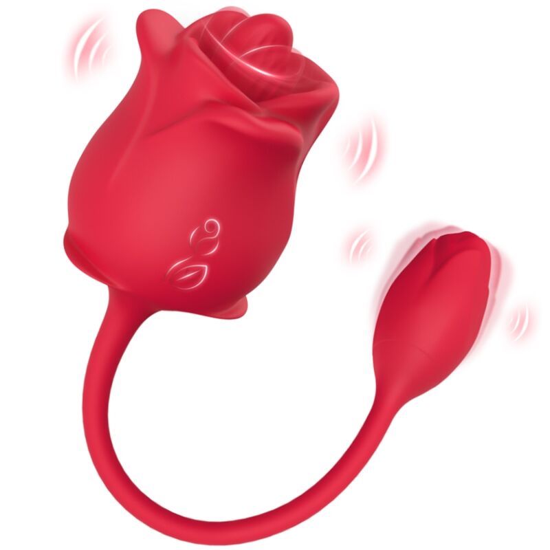 ARMONY - ROSA 2 EN 1 ESTIMULADOR SUCCIONADOR & VIBRADOR 10 MODOS CON COLA ROJO
