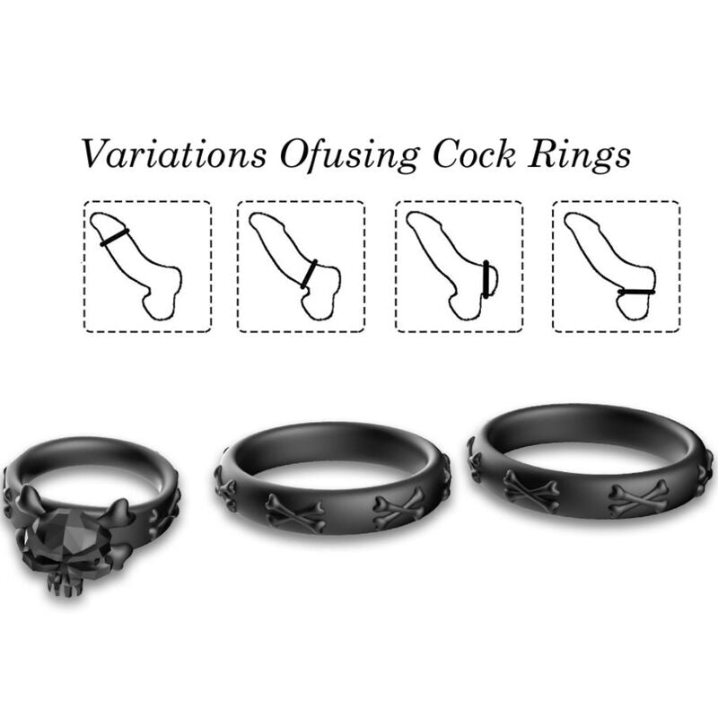ARMONY - ANÉIS CAVEIRA SILICONE PRETO