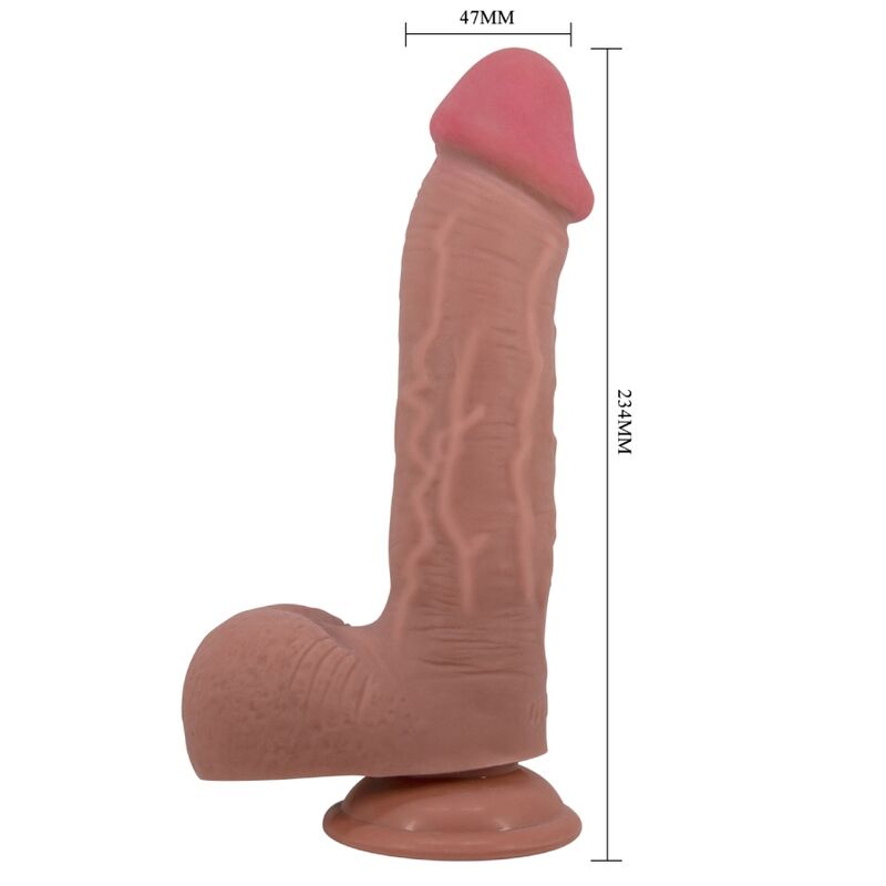 PRETTY LOVE - SLIDING SKIN SERIES REALISTIC DILDO WITH SUCTION CUP SLIDING SKIN MULATTO 23.4 CM