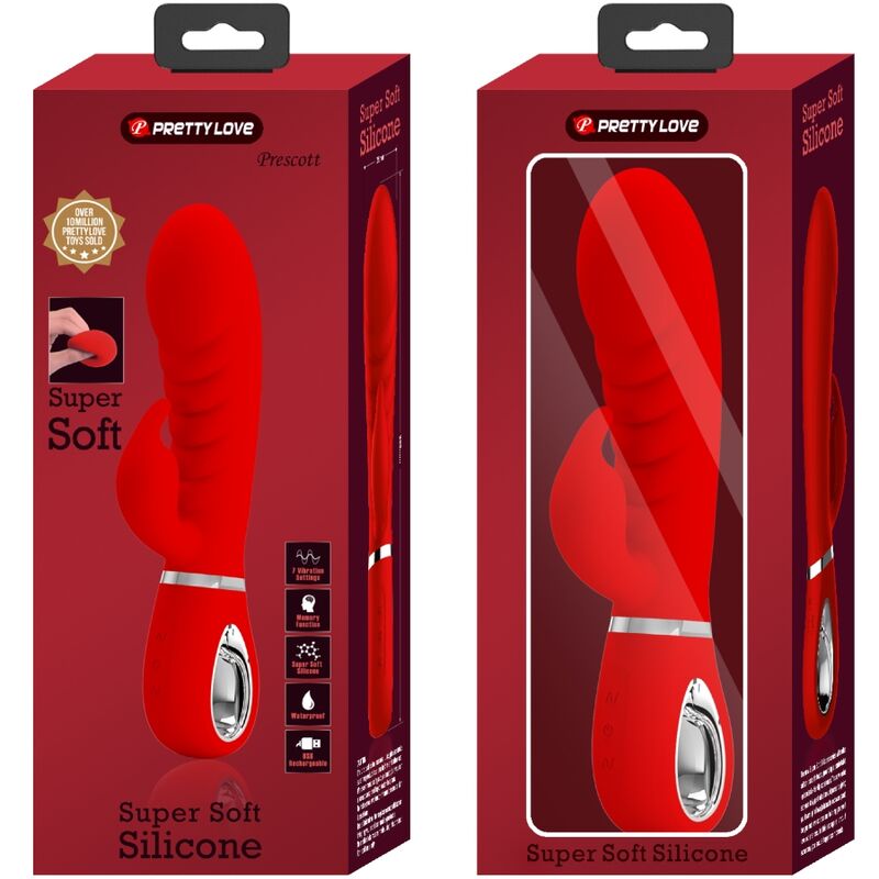PRETTY LOVE - PRESCOTT VIBRADOR PUNTO G MULTIFUNCIÓN ROJO