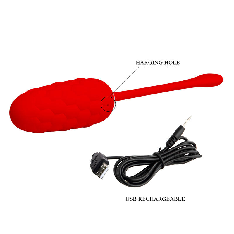 PRETTY LOVE - RECHARGEABLE MARINE TEXTURED VIBRATING EGG RED