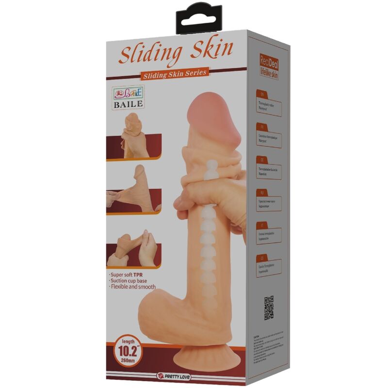 PRETTY LOVE - SLIDING SKIN SERIES REALISTIC DILDO WITH SUCTION CUP SLIDING SKIN 26 CM