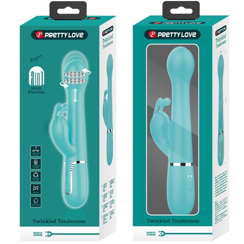 PRETTY LOVE - DEJON RABBIT 3 IN 1 MULTIFUNCTION VIBRATOR AQUA GREEN