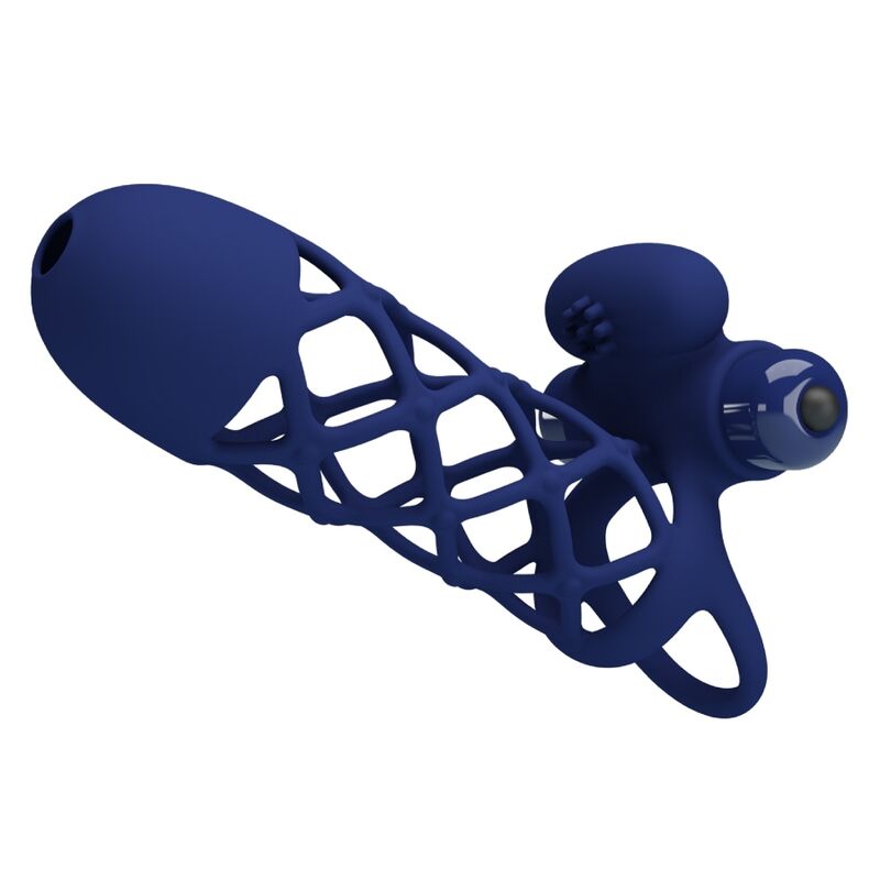 Pretty Love: anell vibrador de Giann amb funda de silicona blava
