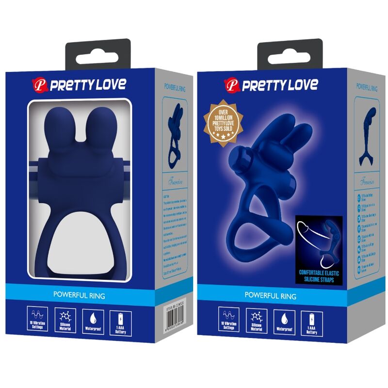 PRETTY LOVE - FRANCISCO DUPLO ANEL VIBRADOR RABBIT AZUL