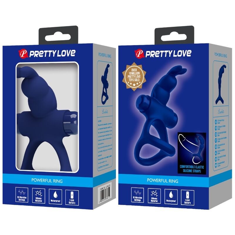 PRETTY LOVE - LUCHITO DOUBLE RING VIBRATING RABBIT BLUE