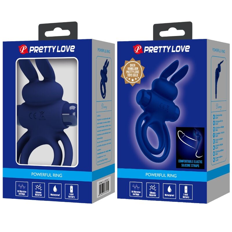 PRETTY LOVE - DAREY DOUBLE RING VIBRATING RABBIT BLUE