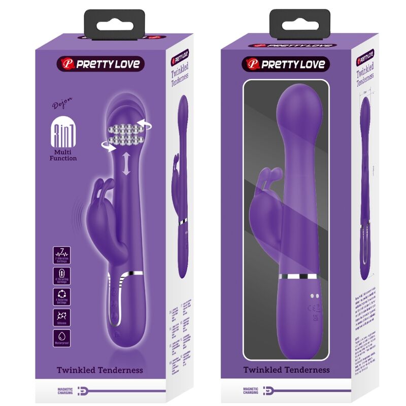 PRETTY LOVE - DEJON RABBIT 3 IN 1 MULTIFUNCTION VIBRATOR PURPLE