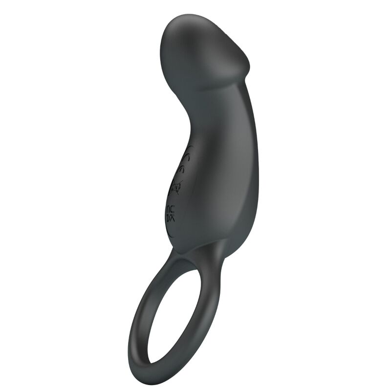Pretty Love: porta un anell vibrador amb estimulador negre