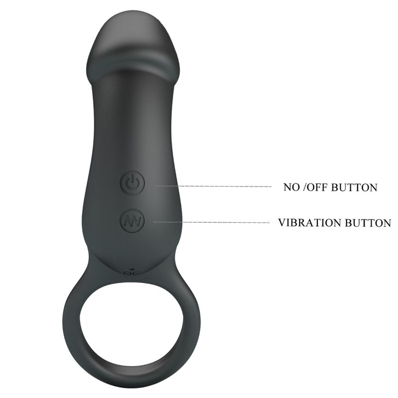Pretty Love: porta un anell vibrador amb estimulador negre