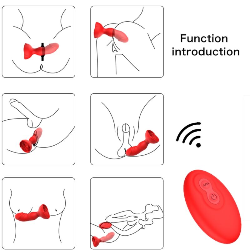 ARMONY - EXTREME A BLOOM ROSA VIBRADOR E PLUG ANAL CONTROLO REMOTO VERMELHO