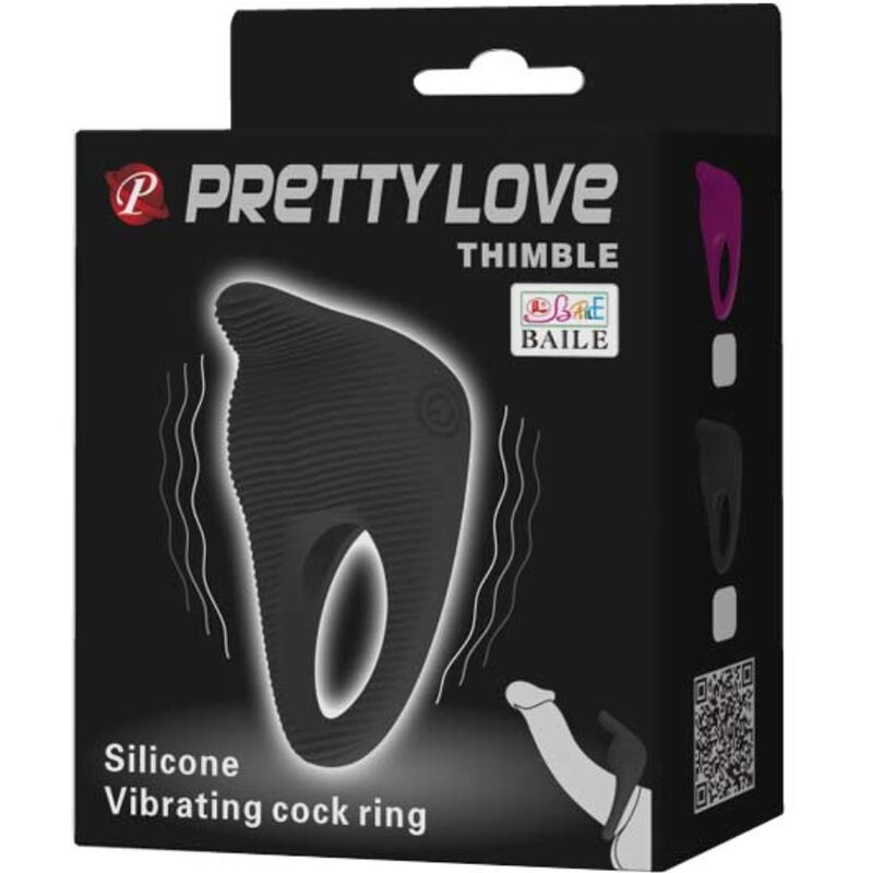 PRETTY LOVE - BLACK VIBRATING THIMBLE RING