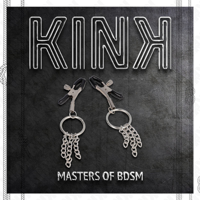KINK - NIPPLE CLIPS WITH RING AND SMALL CHAINS SILVER 6 CM