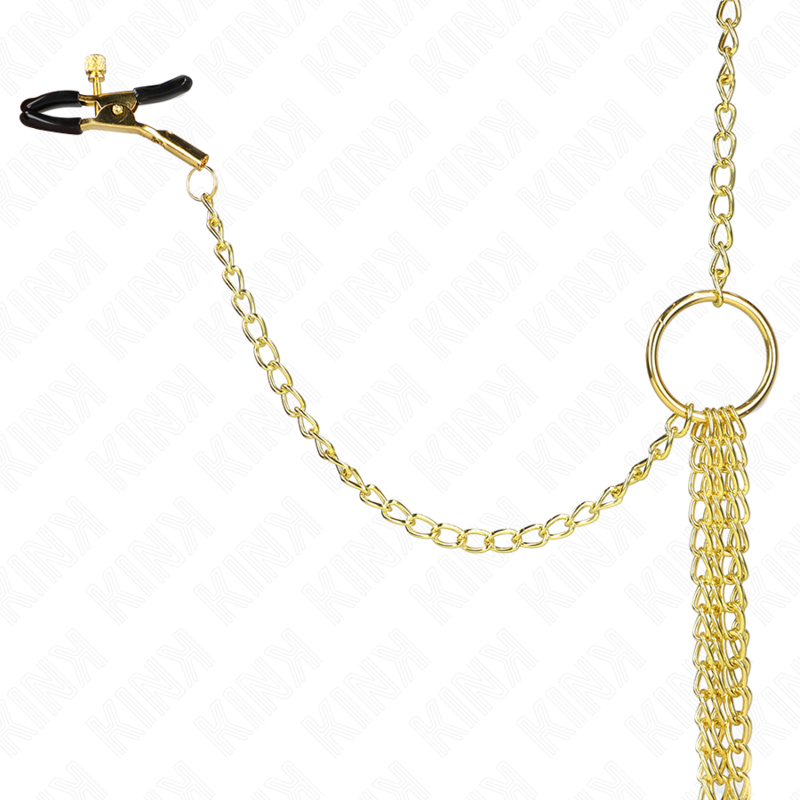KINK - PINÇAS PARA MAMILOS E CLITÓRIS 4 GANCHOS AJUSTÁVEL DOURADO