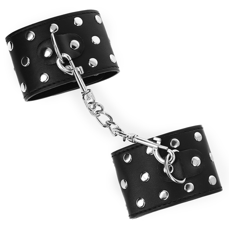 KINK - Adjustable Studded Snap Wristbands, Black, 19-24 cm x 5.5 cm