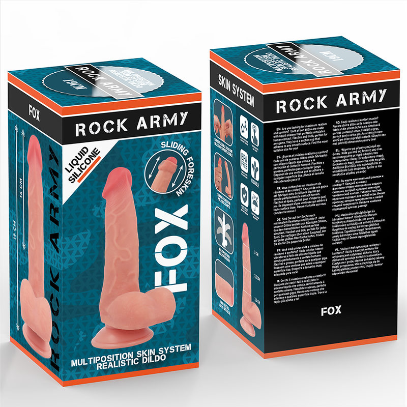 ROCKARMY - FOX REALISTIC DILDO DDUAL DENSITY LIQUID SILICONE 19 CM -O- 3.2 CM