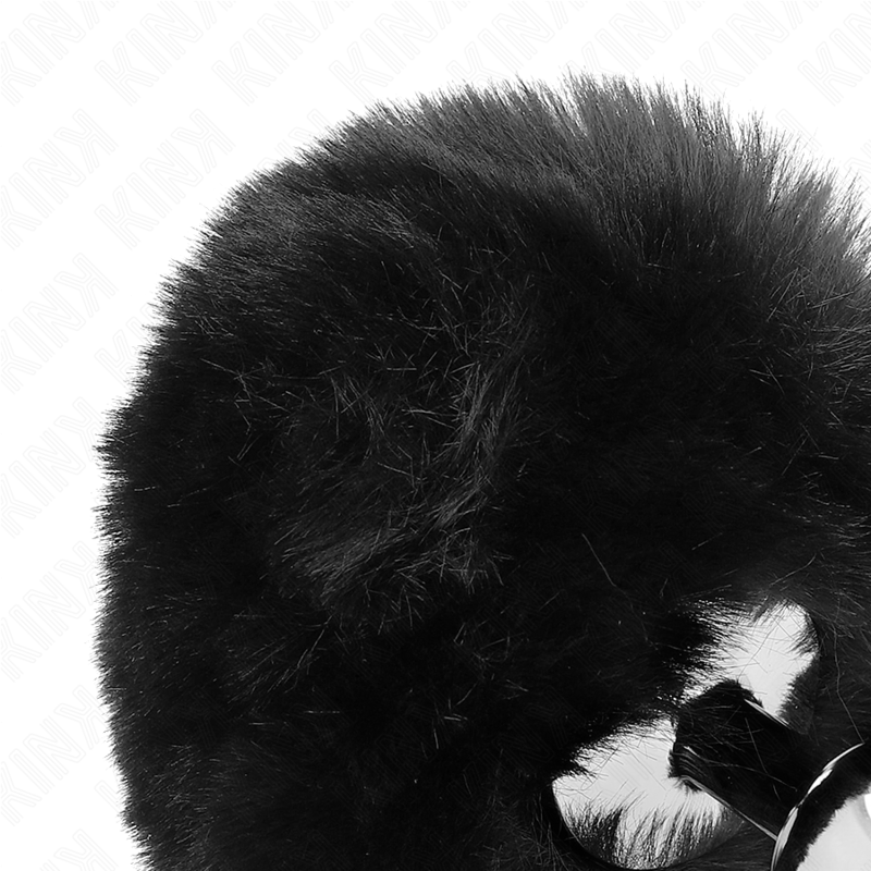 KINK - 7 x 3 CM STAINLESS STEEL PLUG WITH 8 CM SYNTHETIC LEATHER RABBIT TAIL BLACK