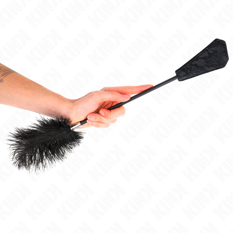 KINK - OSTRICH FEATHERS TICKLE TOY WITH LACE PADDLE 56 CM