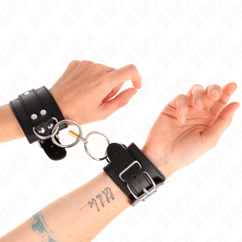 KINK - Wristbands with Locking Rings, Black, Adjustable, 20-28 cm x 5.5 cm