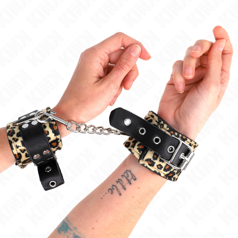 KINK - LEOPARD STYLE LEATHER WRISTBANDS ADJUSTABLE 18-29 CM X 5.5 CM